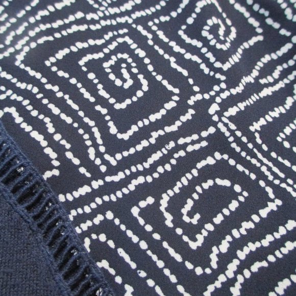 LOFT Navy Blue Tee Shirt Geometric Printed Cap Sleeves and Back Peplum Size SP - Picture 10 of 11